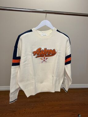 Houston Astros Cream Crewneck Pullover